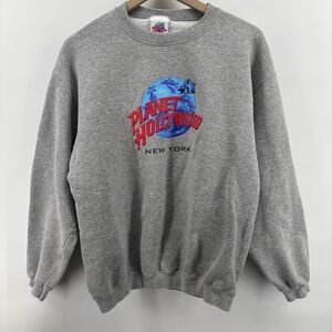Planet Hollywood New York Crewneck Sweatshirt Gray Medium Vintage 90s USA Made